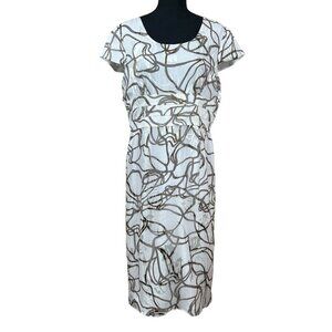 Ailleurs Un Jour Paris Ivory Brown Beaded Cocktail Dress Size 10